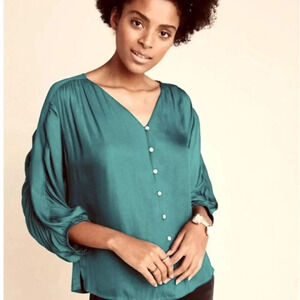Anthropologie large Dolan button up teal/green